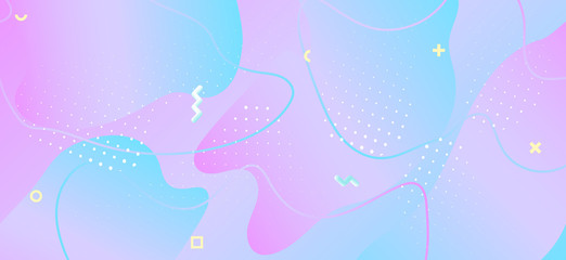 Memphis Pastel Poster. Geometric Liquid Design. 