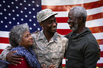 Soldier with family