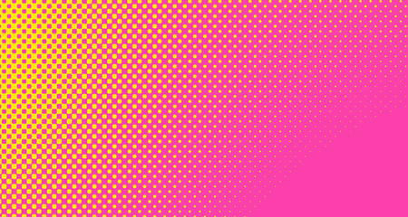 Obraz premium Pink halftone pop art background abstract vector comics style blank layout template with clouds beams and isolated dots pattern. For sale banner for your designe 1960s. with copy space eps10