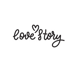 Love story - lettering vector inscription for album.