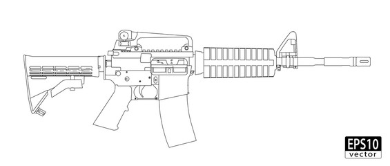 Assault Gun Wireframe (orthographic side view) | EPS10 Vector