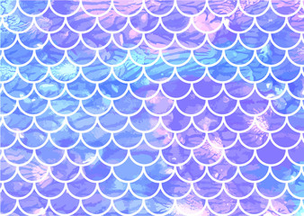 Lilac mermaid scales. Watercolor fish scales. Underwater sea pattern. Vector illustration. Perfect for print design for textile, poster, greeting card, invitation. © Lida