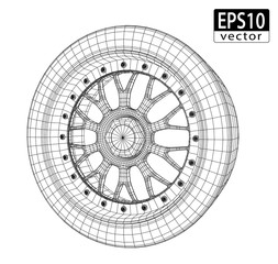 Car Wheel Wire Model | EPS10 Vector