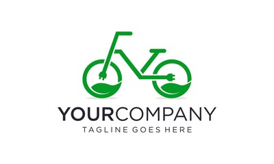 Green electric bicycle logo vector