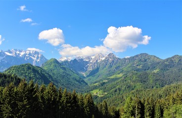 Fototapeta premium Scenic view from above to Logar valley (Logarska Dolina) in Slovenia. A Paradise for hiking