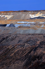  Mining waste dump on the coal surface mine.  Beautiful colors of mining waste.