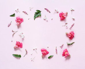 Flowers on a light pink background