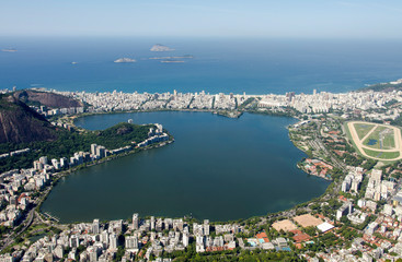 Rodrigo de Freitas Lagoon view from Corcovado Mountain.
