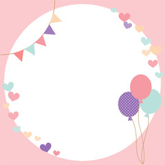 Valentine's Day frame decorated with garland and balloons