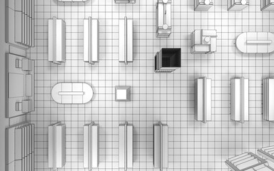 shopping mall, interior visualization, 3D illustration