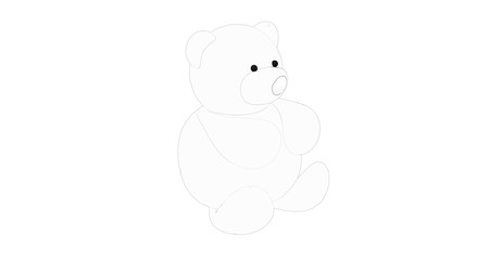 Drawing Bear on White Background 3D Rendering