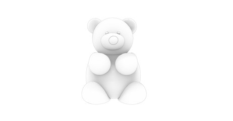 Drawing Bear on White Background 3D Rendering