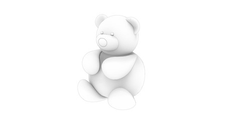 Drawing Bear on White Background 3D Rendering