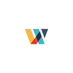 Colorful letter W logo design template