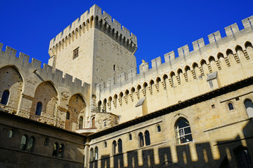 Fototapeta na wymiar The Palais des Papes medieval castle in Avignon, France