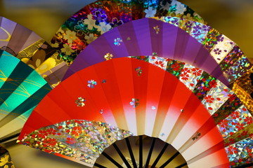 Traditional paper fans in a crafts store in Kyoto, Japan