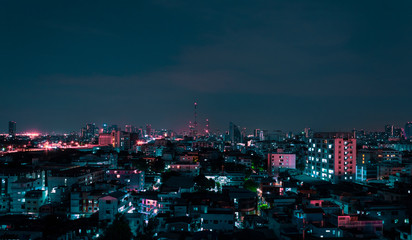 Nignt cityscape. Bangkok city. Asia. Modern city.