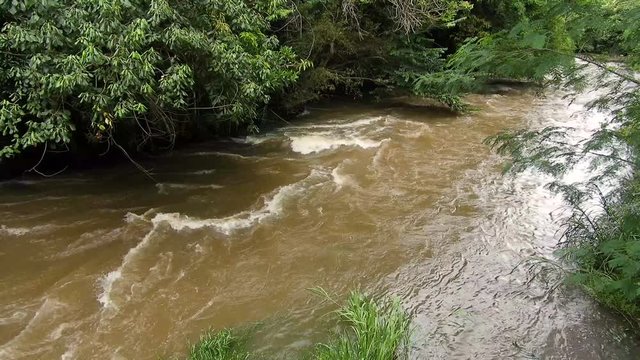 waterfall on Jacare Pepira river in Brotas city