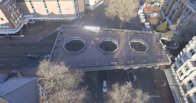 Airshot of the &ldquo;Elefantenklo&rdquo;  - oversized, oddly designed pedestrian overpass in the German City Giessen.