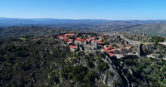 Aerial view of the historic village of Sortelha, in Portugal