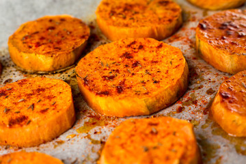 baked sliced ​​sweet potatoes