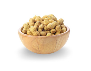 peanuts in cup isolated on white background
