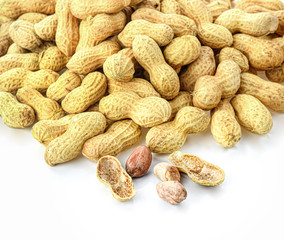 peanuts in cup isolated on white background