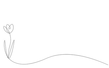 Flower continuous line drawing on white background vector illustration	