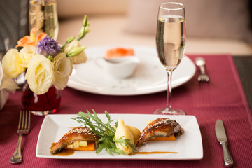 eel appetizer in a restaurant