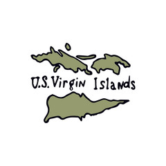 Map of the US Virgin Islands. Hand drawn vector illustration on  white background.