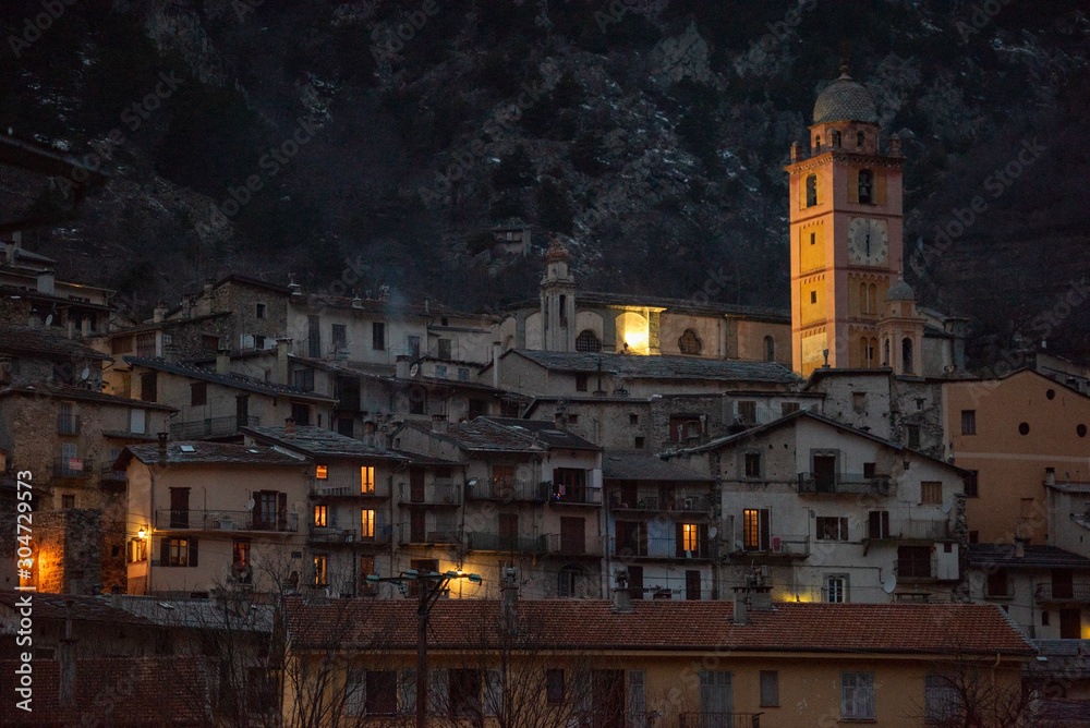 Canvas Prints France. A tourist town in the Alps of Thand, colorful houses, a beautiful and quiet place.