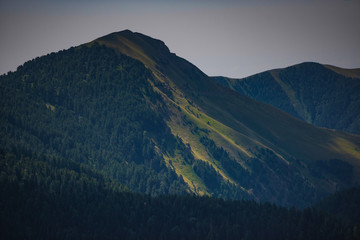 Naklejka premium Landscapes of the French Alps, mountains, peaks, approximately 1,500 meters above sea level. Cote d'Azur, near the ski town of Col de Turini (Le col de Turini)
