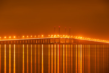 Obraz premium Penang Bridge view from the shore of George Town, Penang