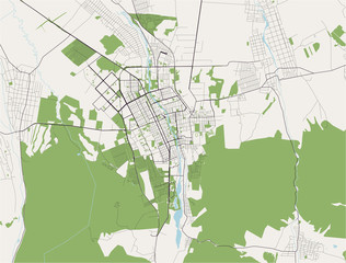 map of the city of Vladikavkaz, Russia