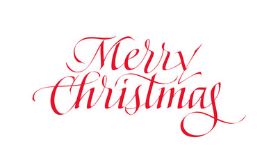Merry Christmas text card. Hand drawn ink calligraphy. Vector typographic art. Christmas card. Lettering for logo, design concepts, banners, labels, postcards, invitations, prints, posters, web