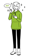 A man using a smartphone.