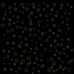 Golden stars on black background. Vector Illustration