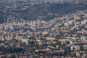 French Riviera, city of Nice. Survey from the top, 600 meters above sea level