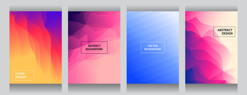 Abstract vector geometric triangle background. Minimalistic colorful gradient lines. Set of vibrant wallpapers. Futuristic UI design. Polygonal future concept covers template. Rose abstraction