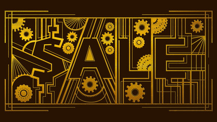 Gold Sale word in geometric ornament