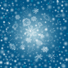Blue background with flay snowflakes. Winter Illustration