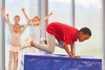 Children exercise fitness at a competition