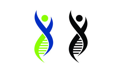 Abstract DNA Strand Human Figure Logo Design Concept for Healthcare and Biotechnology