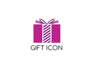 Purple Lovely Vector Illustration of Gift Icon Isolated on White Background. Valentine and Christmas Gift Icon. Suitable for Banners, Graphic or Website Layout Template. Easy Editable Color