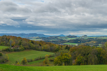Fototapeta premium Beautiful view of the Swabian landscape in Ostalbkreis in Baden-Wuerttemberg.Swabian Alb n the south of the state.