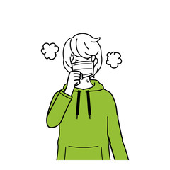 Illustration of an unwell man.