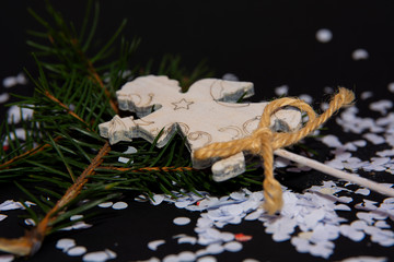 christmas angel with stars and snowflakes