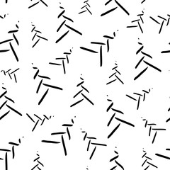 Seamless monochrome pattern with minimalistic hand drawn black Christmas tree isolated on white background. New Year minimal concept. Vector illustration. Card, invitation, banner, wrapping, prints