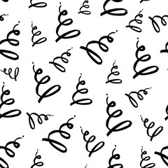 Seamless monochrome pattern with minimalistic hand drawn black Christmas tree isolated on white background. New Year minimal concept. Vector illustration. Card, invitation, banner, wrapping, prints