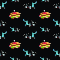 Deadly pattern for Halloween vector illustration. Comic cartoon fun and cute drawing.